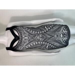 Women’s S Affliction Goth Skull Bodycon Dress Metal Punk Faux Leather Clubwear